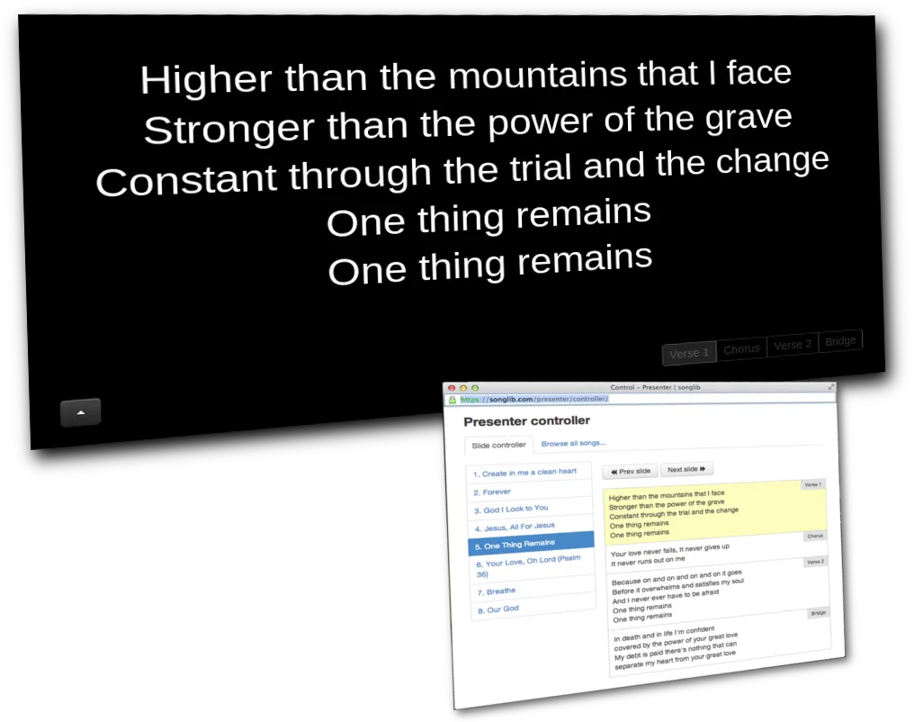 Screenshot of the Songlib presenter and controller