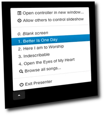 Screenshot of the presenter menu