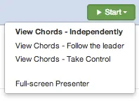 Screenshot of starting presenter for a setlist